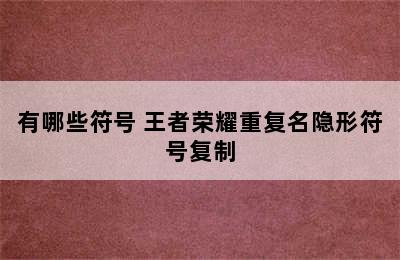 有哪些符号 王者荣耀重复名隐形符号复制